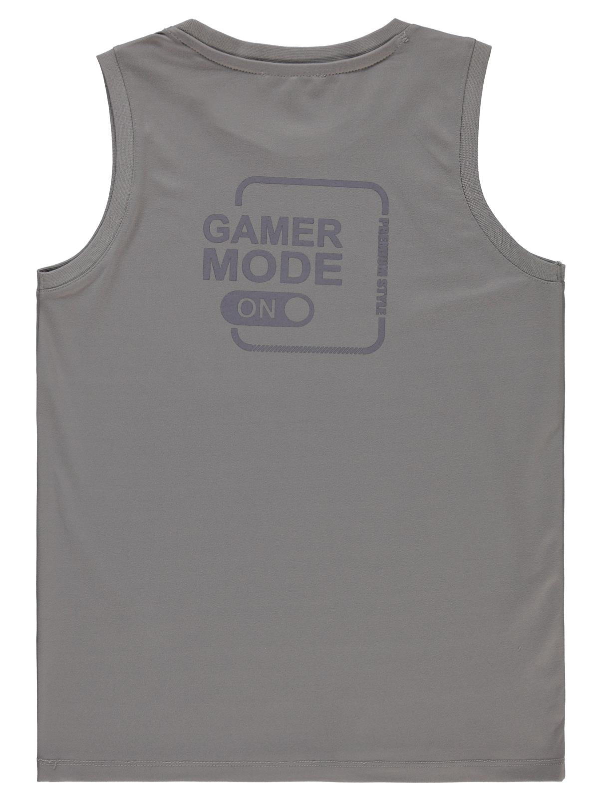 Civil Boys Gamer Mode Reflektör Baskılı Sıfır Kol 10-13 Yaş Tişört - Gri