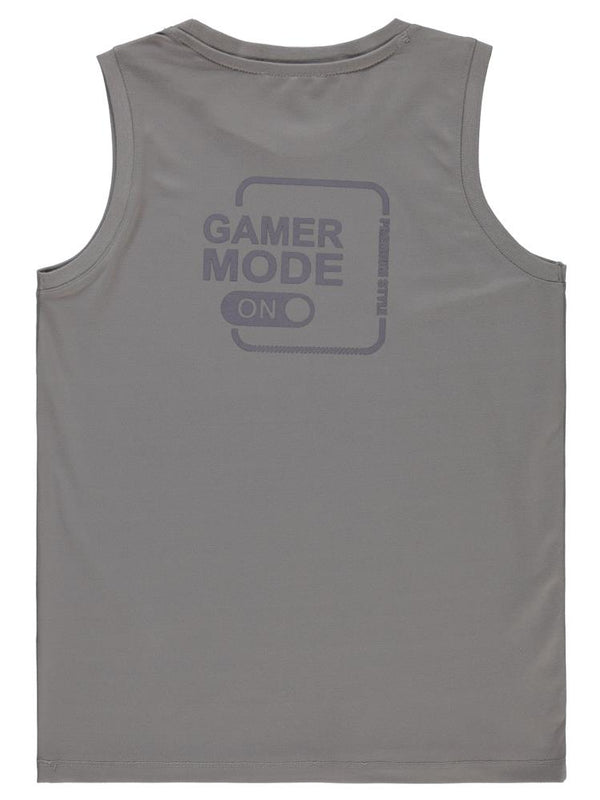 Civil Boys Gamer Mode Reflektör Baskılı Sıfır Kol 10-13 Yaş Tişört - Gri