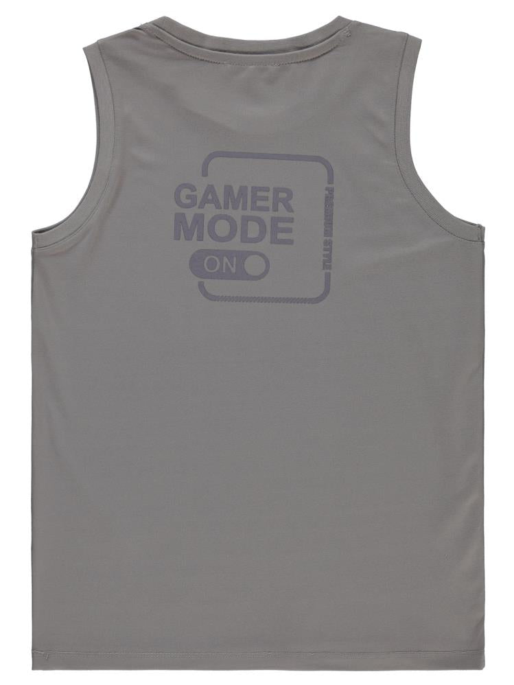 Civil Boys Gamer Mode Reflektör Baskılı Sıfır Kol 10-13 Yaş Tişört - Gri