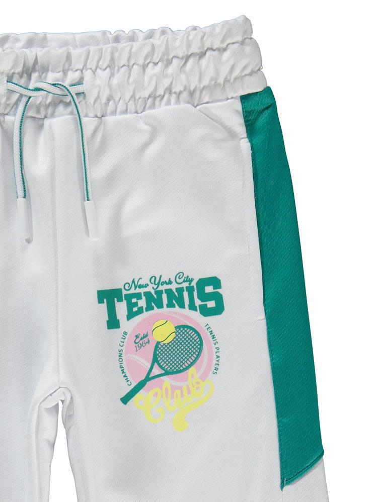 Civil Girls Tenis Baskılı 2-5 Yaş Eşofman Altı - Beyaz