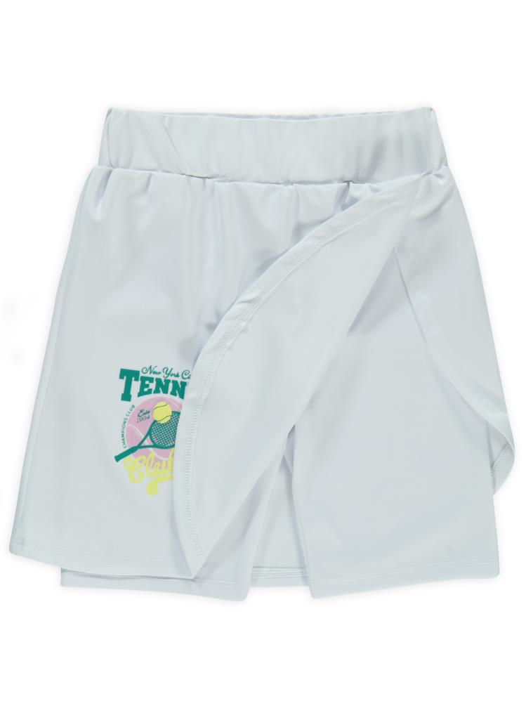 Civil Girls Tenis Baskılı 10-13 Yaş Şort - Beyaz