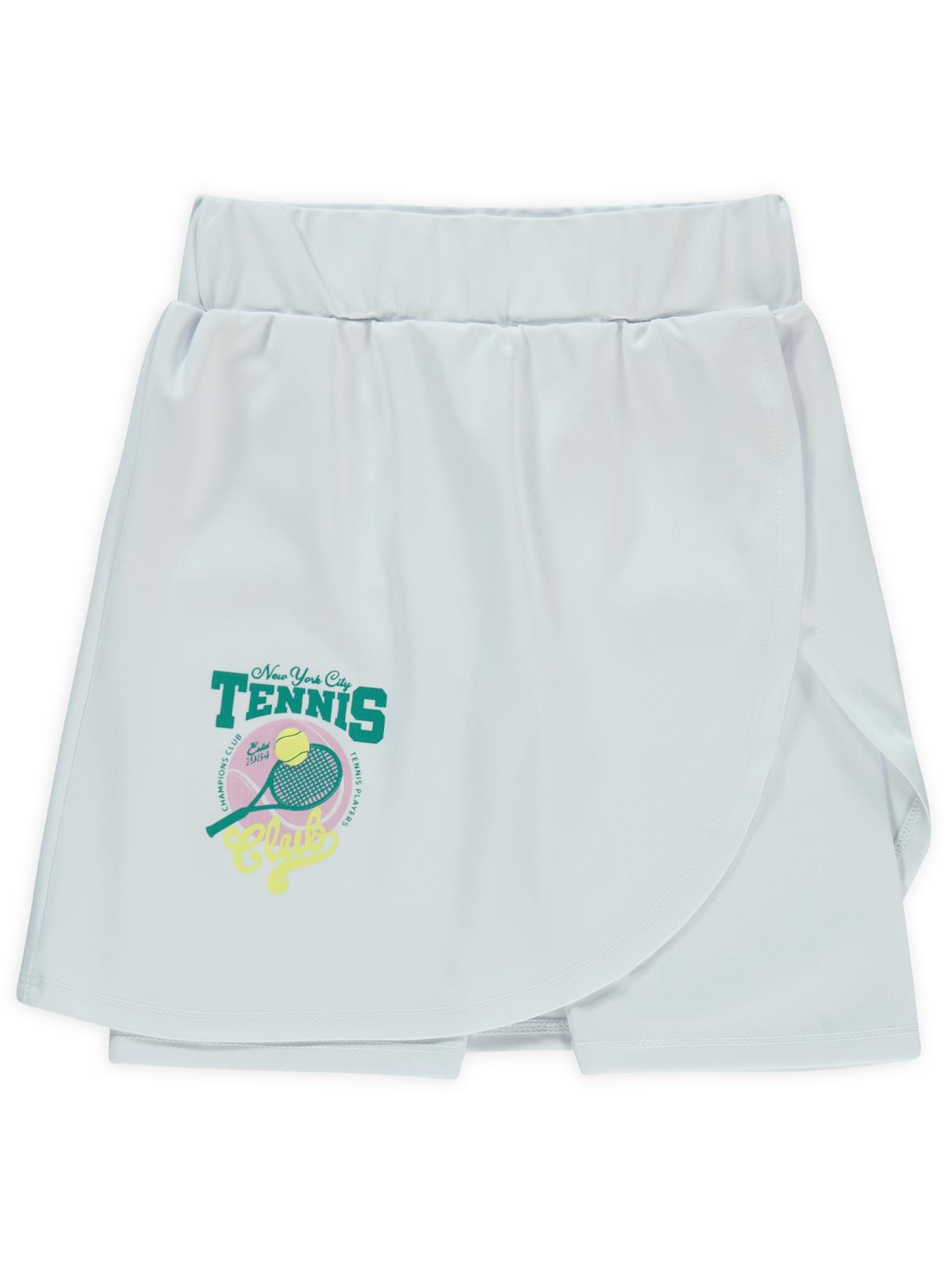 Civil Girls Tenis Baskılı 10-13 Yaş Şort - Beyaz