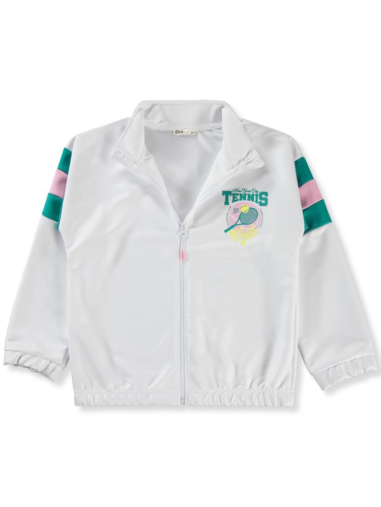 Civil Girls Tenis Baskılı 10-13 Yaş Hırka - Beyaz