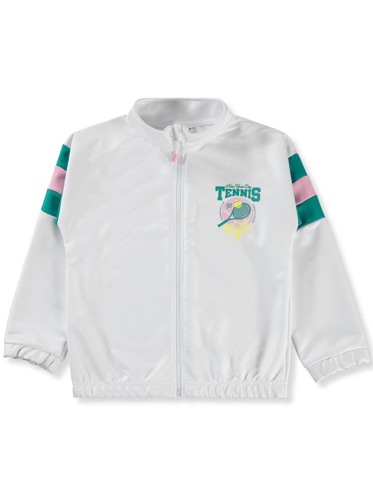 Civil Girls Tenis Baskılı 10-13 Yaş Hırka - Beyaz