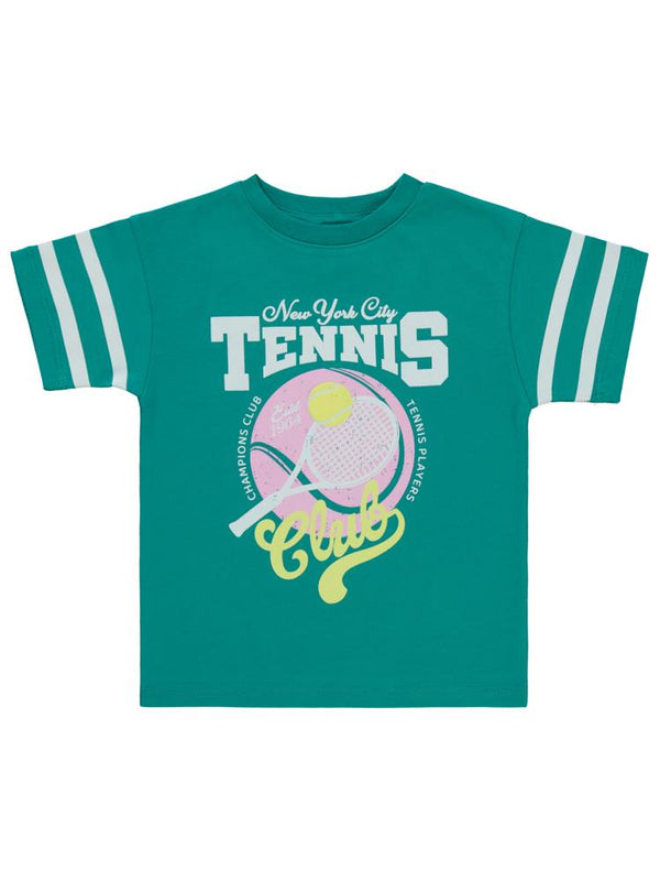 Civil Girls Tenis Baskılı 2-5 Yaş Tişört - Yeşil