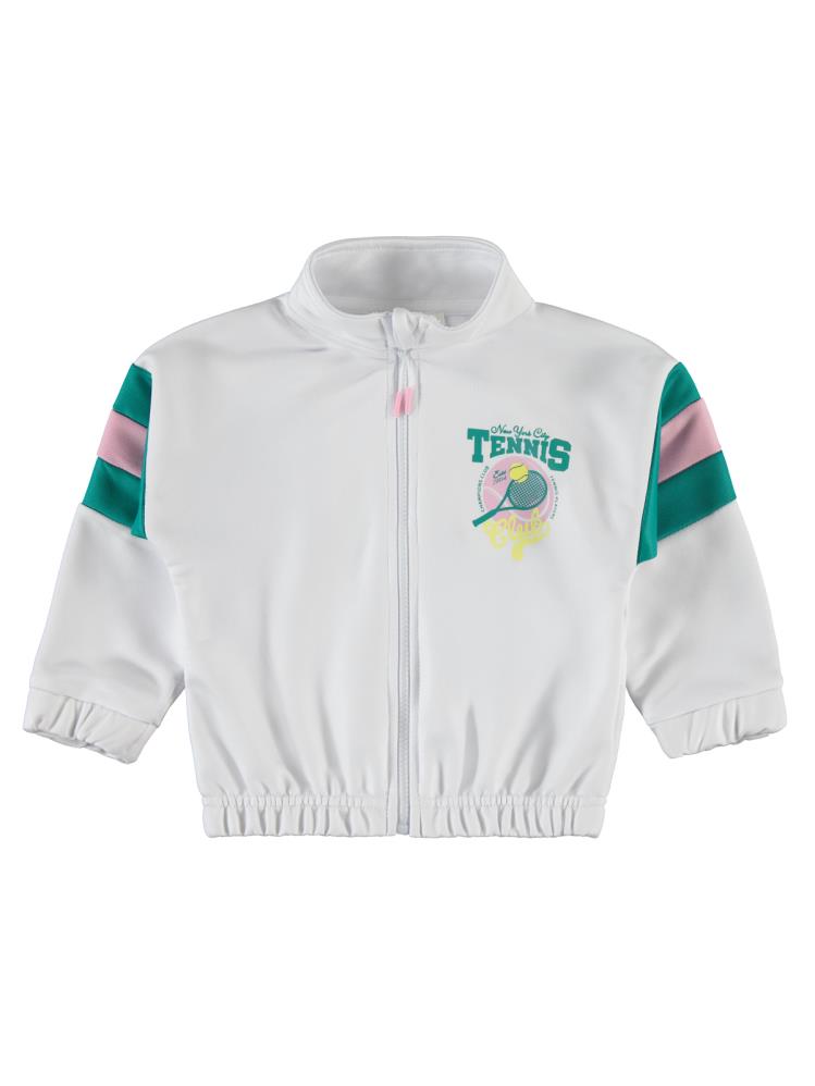 Civil Girls Tenis Baskılı 2-5 Yaş Hırka - Beyaz