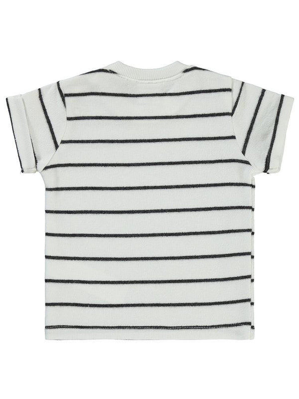 Civil Baby Selanik Çizgili Etiketli 6-18 Ay Tişört - Ekru