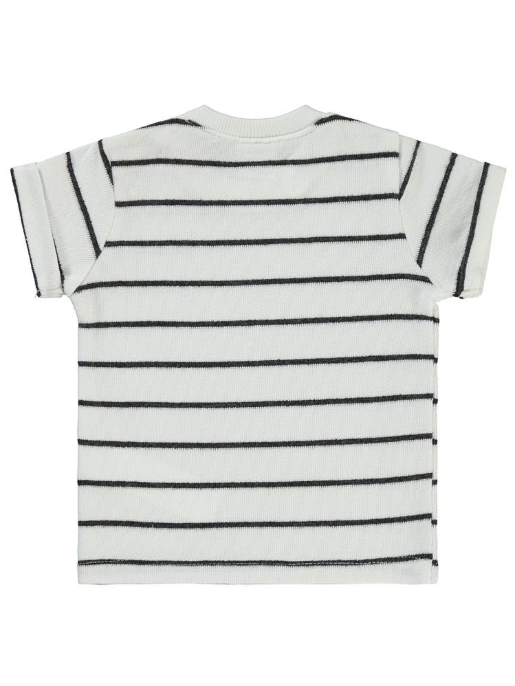 Civil Baby Selanik Çizgili Etiketli 6-18 Ay Tişört - Ekru