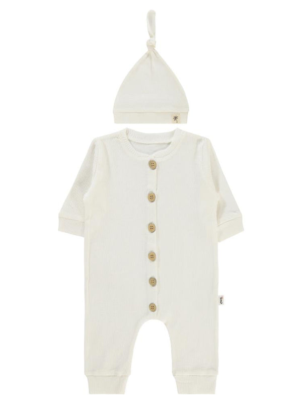 Civil Baby Şapkalı 1-6 Ay Tulum - Ekru