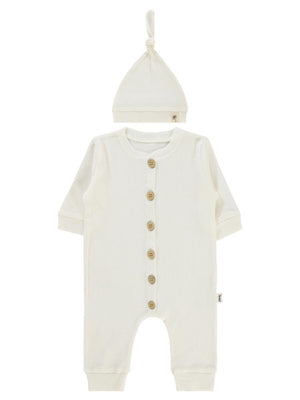 Civil Baby Şapkalı 1-6 Ay Tulum - Ekru