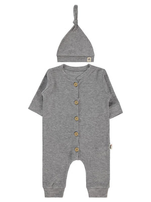 Civil Baby Şapkalı 1-6 Ay Tulum - Gri