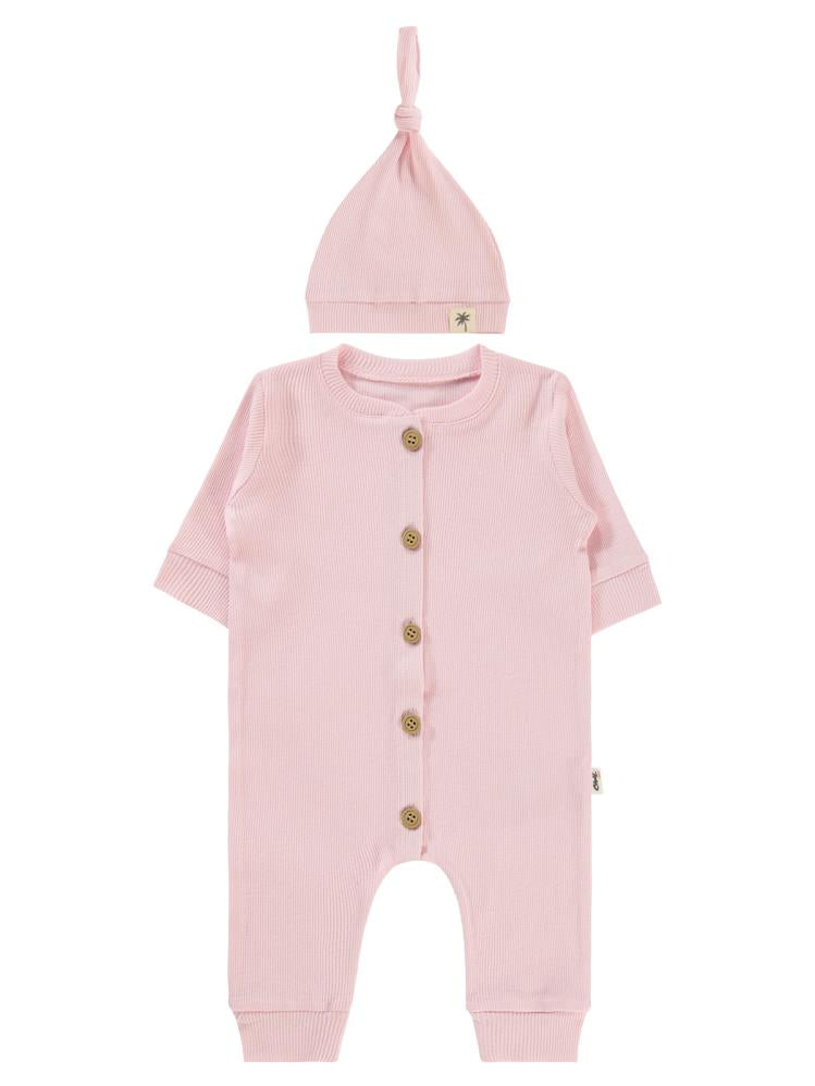 Civil Baby Şapkalı 1-6 Ay Tulum - Pembe