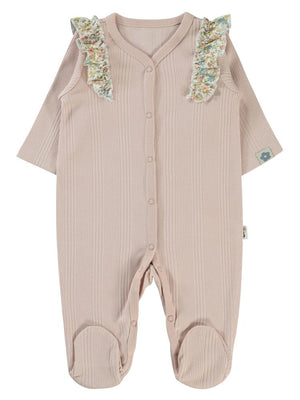 Civil Baby Çizgi Raporlu 1-6 Ay Tulum - Pudra