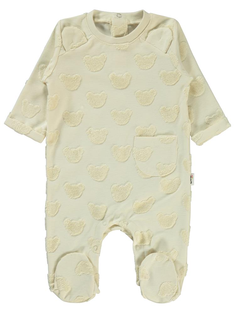 Civil Baby Kabartmalı Ayıcık Baskılı 1-6 Ay Tulum - Bej