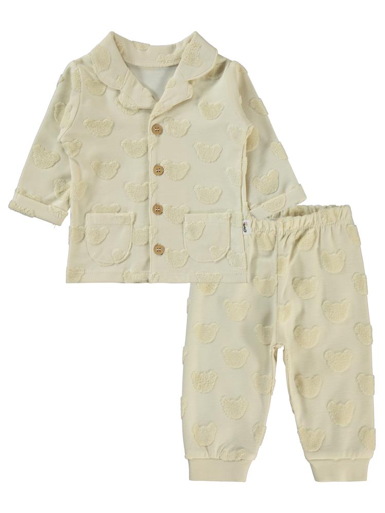 Civil Baby Kabartmalı Ayıcık Baskılı 6-18 Ay Takım - Bej