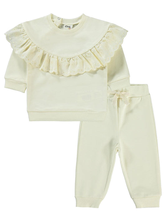 Civil Baby Brodeli 6-18 Ay Takım - Ekru