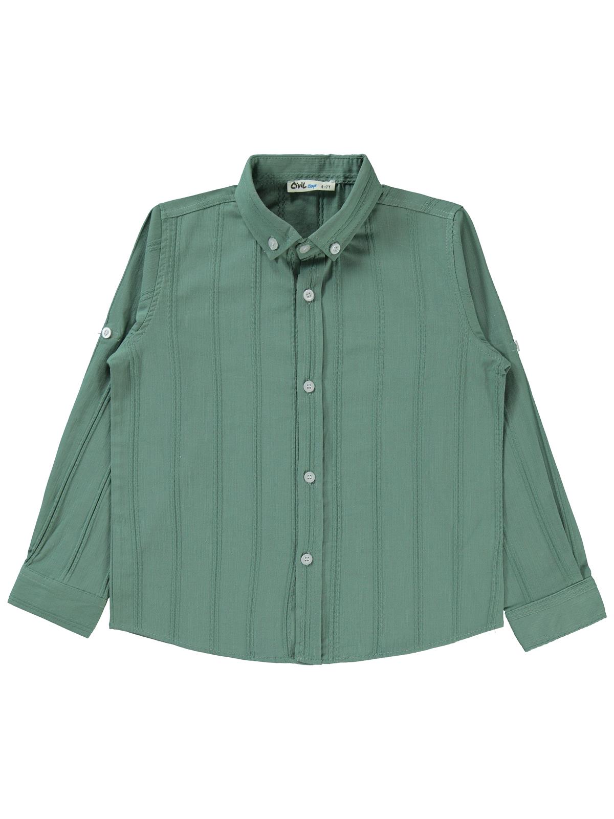 Civil Boys Çizgili 10-13 Yaş Gömlek - Haki