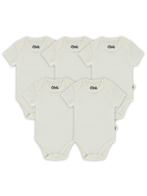 Civil Baby Düz Kısa Kol 5 li 0-1 Ay Çıtçıtlı Badi - Beyaz