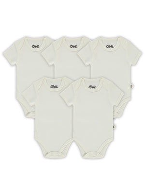 Civil Baby Düz Kısa Kol 5 li 0-1 Ay Çıtçıtlı Badi - Beyaz