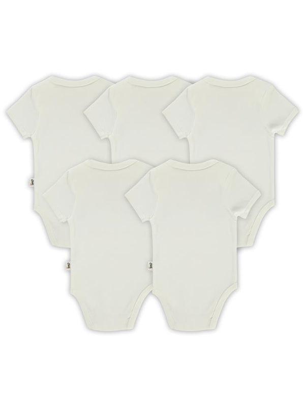 Civil Baby Düz Kısa Kol 5 li 1-3 Yaş Çıtçıtlı Badi - Beyaz