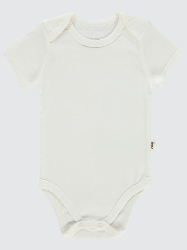 Civil Baby Düz Kısa Kol 3 lü 3-9 Ay Çıtçıtlı Badi - Beyaz