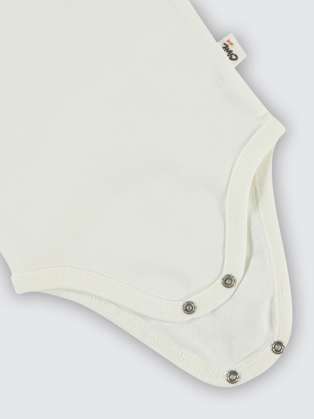 Civil Baby Düz Kısa Kol 3 lü 3-9 Ay Çıtçıtlı Badi - Beyaz