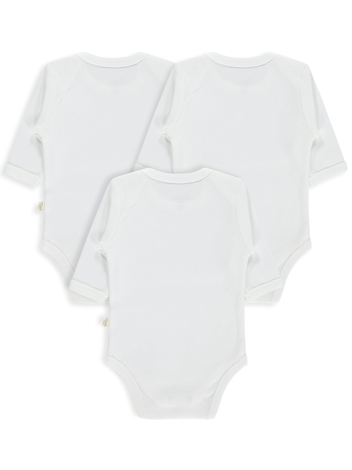Civil Baby Düz Uzun Kol 3 lü 1-3 Yaş  Çıtçıtlı Badi - Beyaz