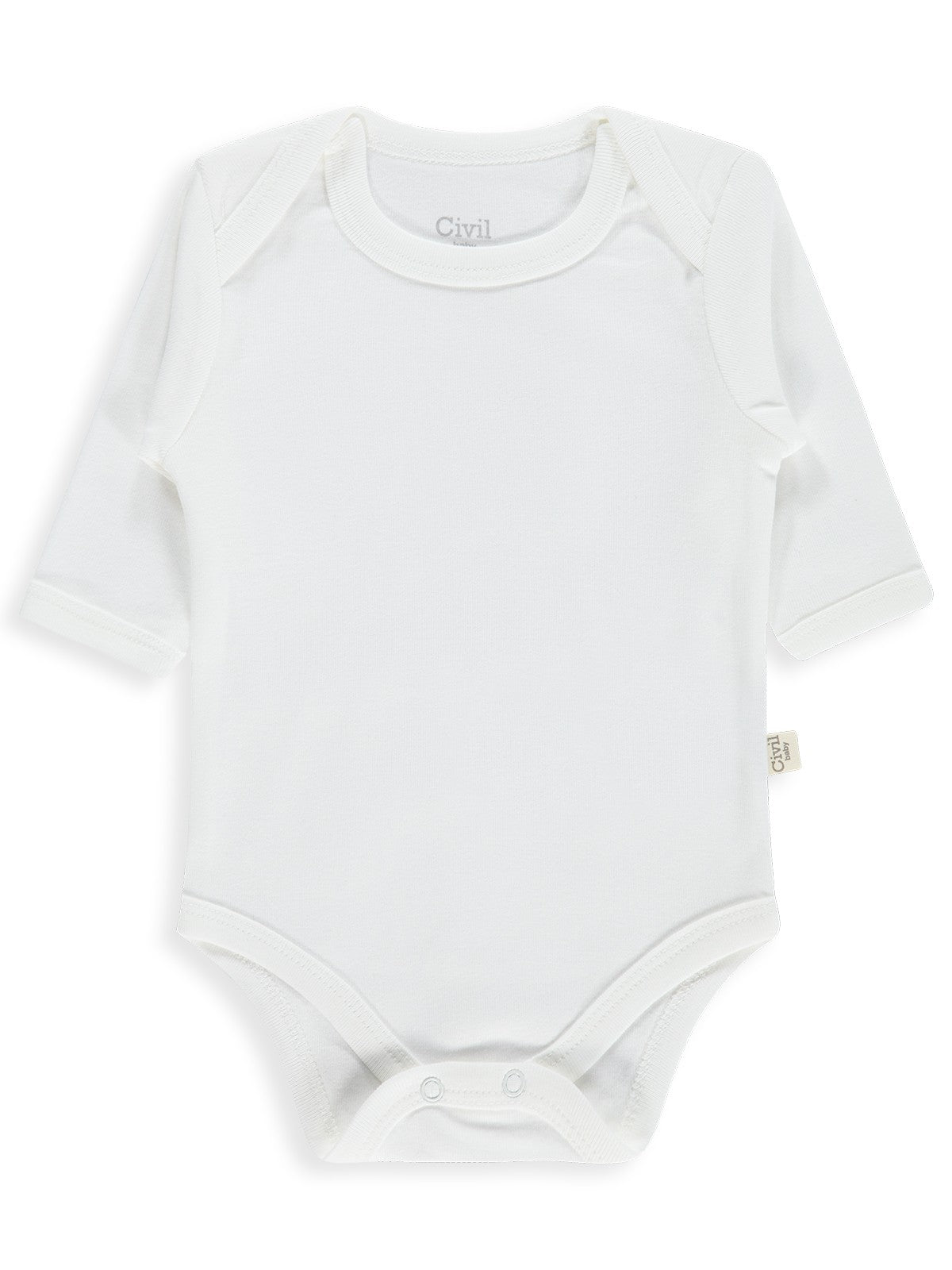 Civil Baby Düz Uzun Kol 3 lü 3-9 Ay Çıtçıtlı Badi - Beyaz