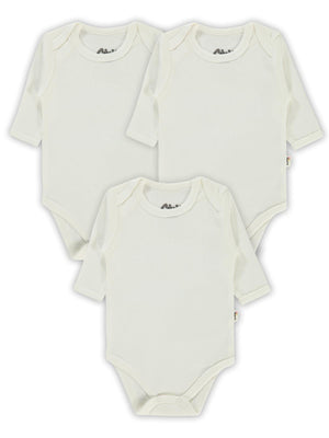 Civil Baby Düz Uzun Kol 3 lü 1-3 Yaş  Çıtçıtlı Badi - Beyaz
