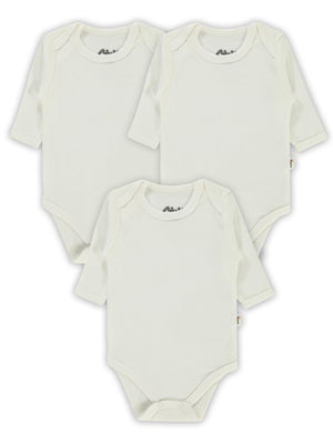 Civil Baby Düz Uzun Kol 3 lü 1-3 Yaş  Çıtçıtlı Badi - Beyaz