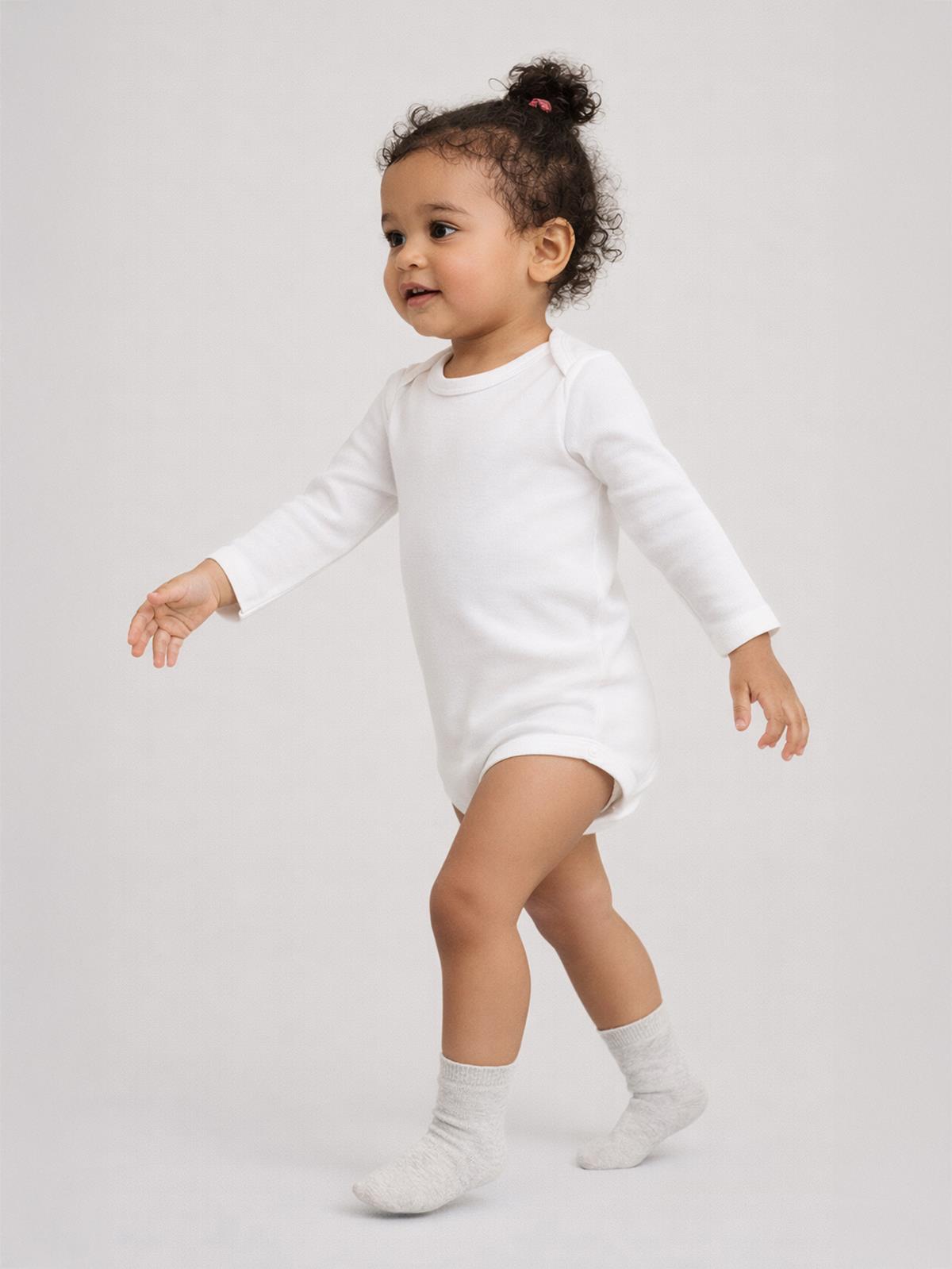 Civil Baby 3 lü Düz Uzun Kol 0-36 Ay Çıtçıtlı Badi - Beyaz