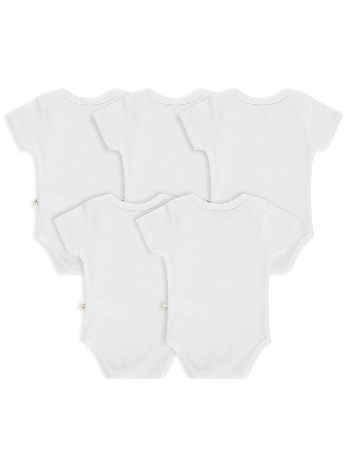Civil Baby 5 li Düz Kısa Kol 0-36 Ay Çıtçıtlı Badi - Beyaz