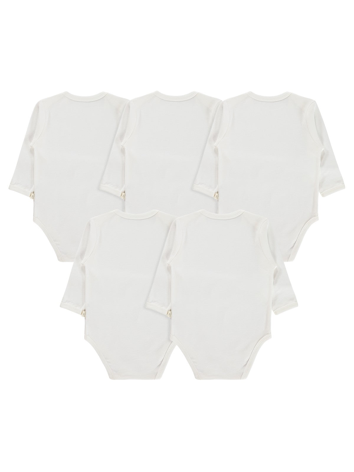 Civil Baby Düz Uzun Kol 5 li 1-3 Yaş Çıtçıtlı Badi - Beyaz