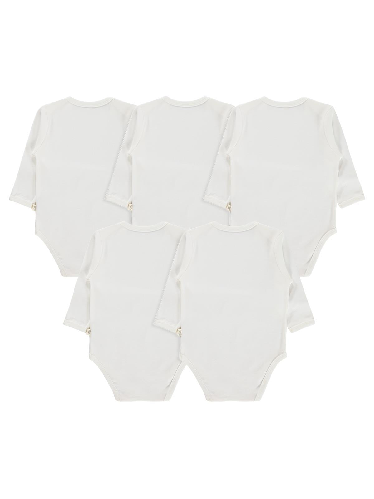Civil Baby 5 li Düz Uzun Kol 0-36 Ay Çıtçıtlı Badi - Beyaz