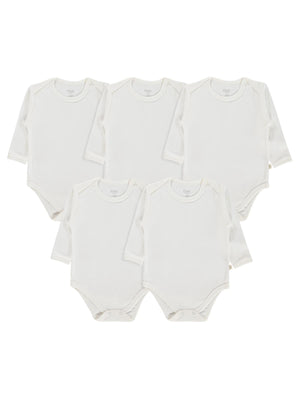 Civil Baby 5 li Düz Uzun Kol 0-36 Ay Çıtçıtlı Badi - Beyaz