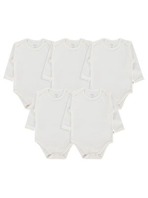 Civil Baby Düz Uzun Kol 5 li 1-3 Yaş Çıtçıtlı Badi - Beyaz