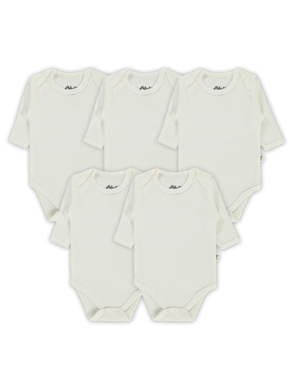 Civil Baby Düz Uzun Kol 5 li 0-1 Ay Çıtçıtlı Badi - Beyaz