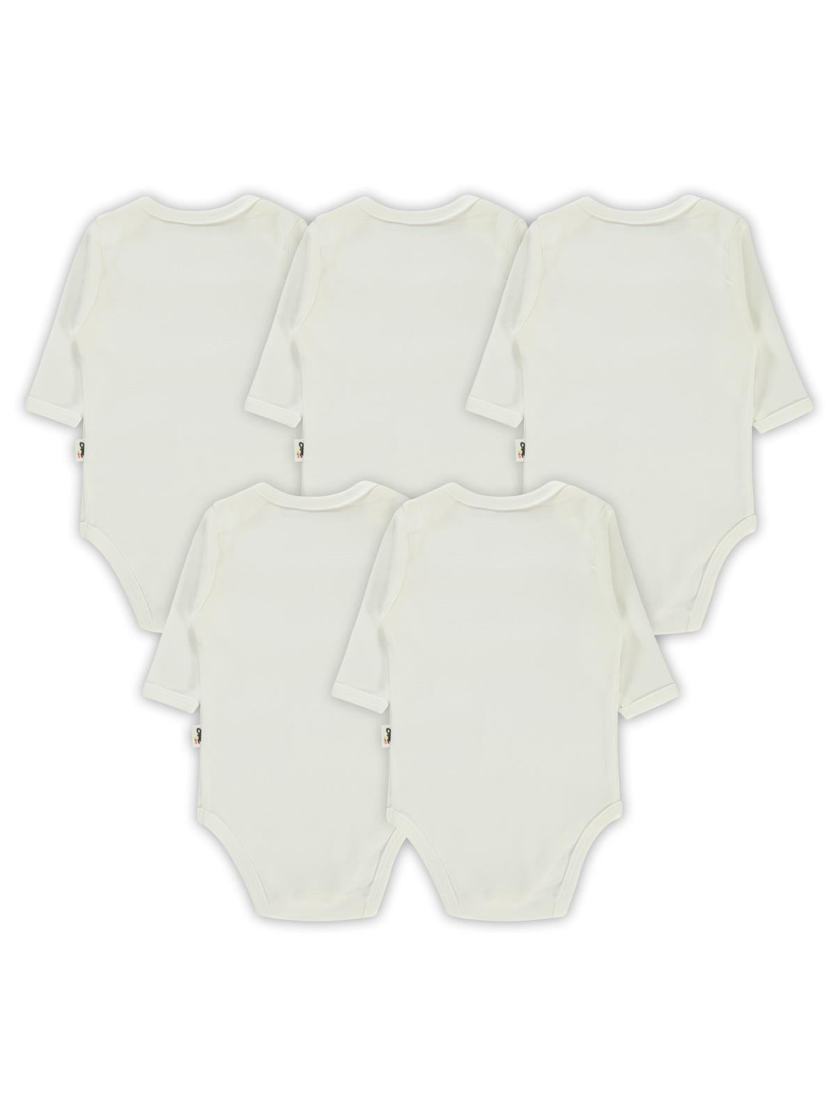Civil Baby Düz Uzun Kol 5 li 3-9 Ay Çıtçıtlı Badi - Beyaz