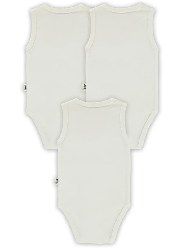 Civil Baby Düz Sıfır Kol 3 lü 3-9 Ay Çıtçıtlı Badi - Beyaz