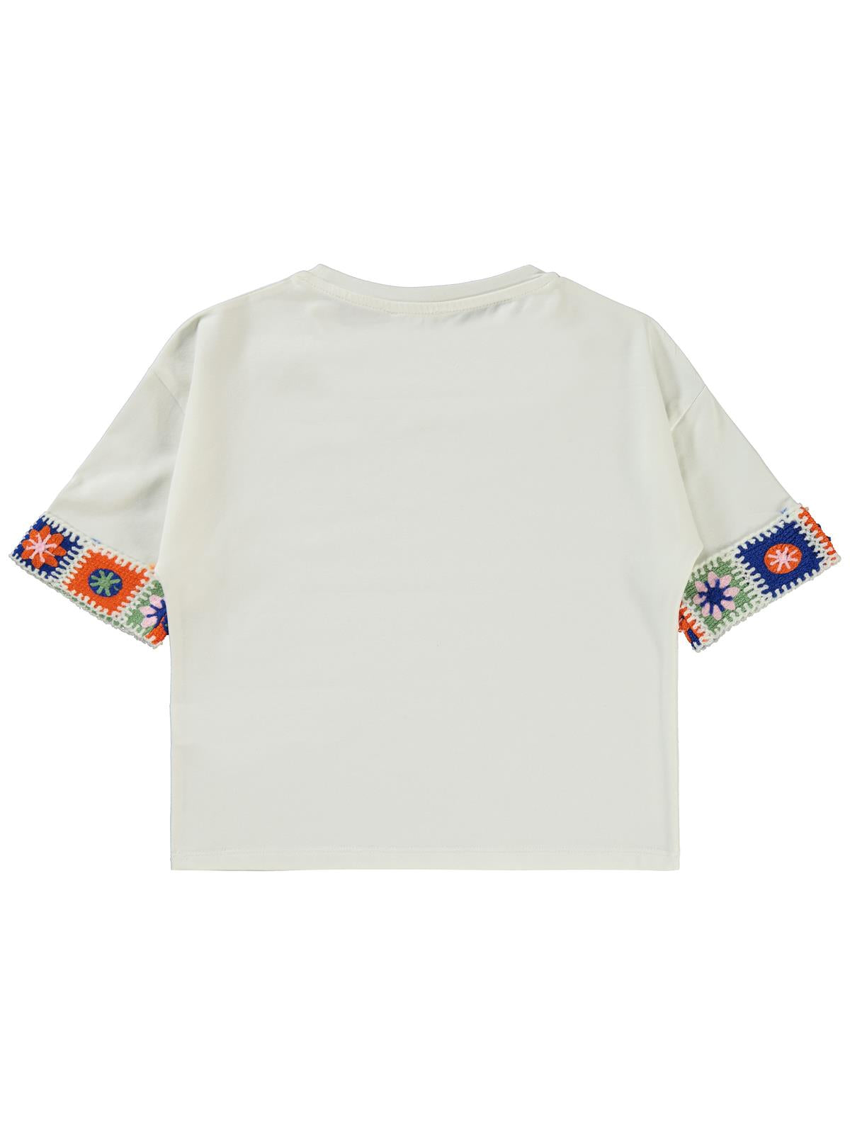Civil Girls Kolu Desenli 6-9 Yaş Tişört - Ekru