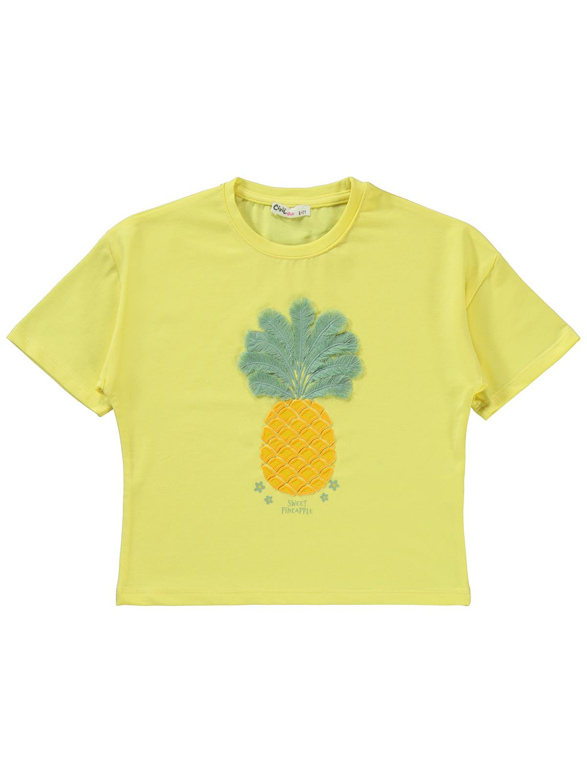 Civil Girls Ananas Baskılı 6-9 Yaş Takım - Sarı