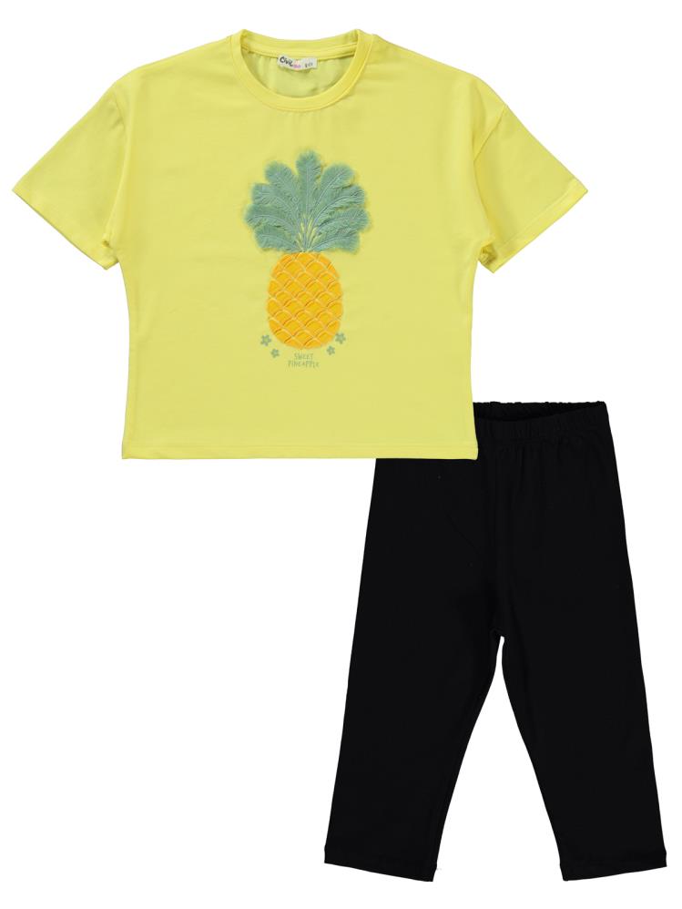 Civil Girls Ananas Baskılı 6-9 Yaş Takım - Sarı