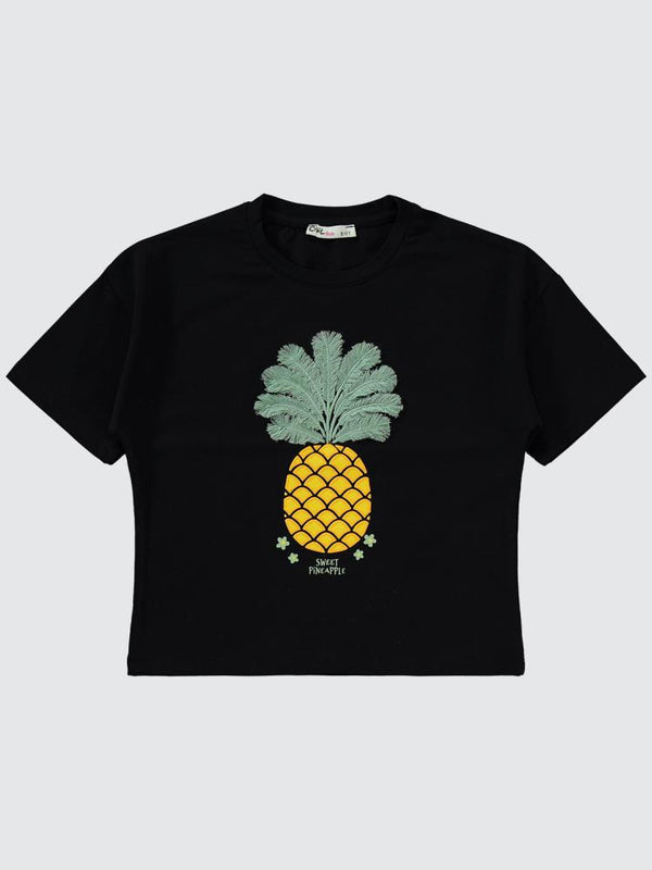Civil Girls Ananas Baskılı 6-9 Yaş Takım - Siyah