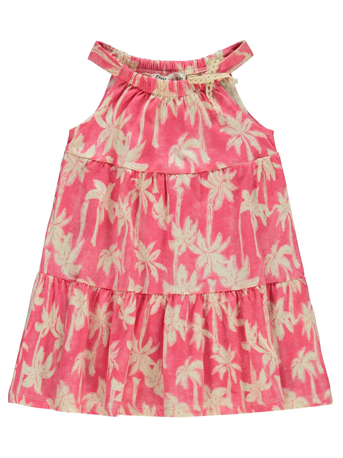 Civil Girls Pamiye Desenli 2-5 Yaş Elbise - Pembe