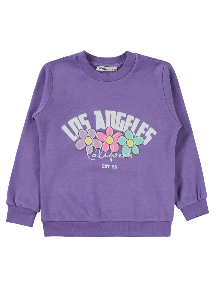 Civil Girls Los Angeles Baskılı 2-5 Yaş Sweatshirt - Lila