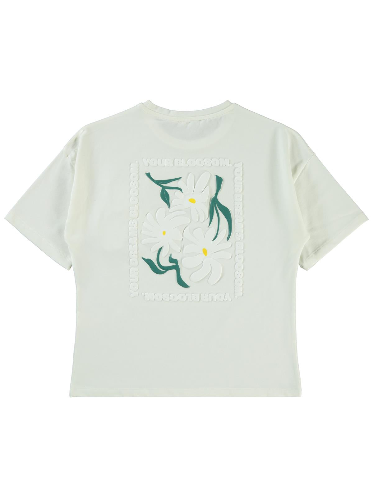 Civil Girls Papatya Baskılı 10-13 Yaş Tişört - Ekru