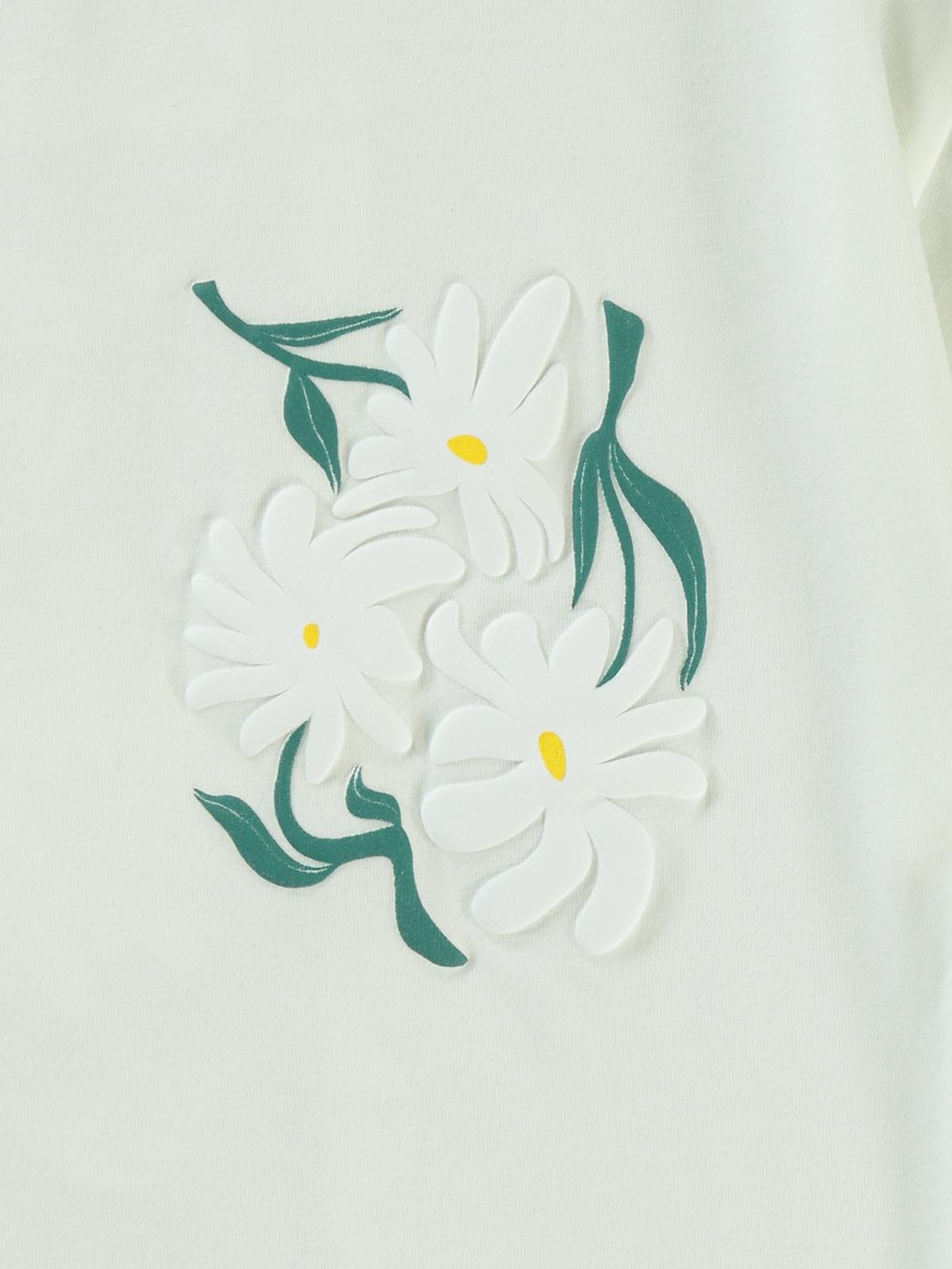 Civil Girls Papatya Baskılı 10-13 Yaş Tişört - Ekru