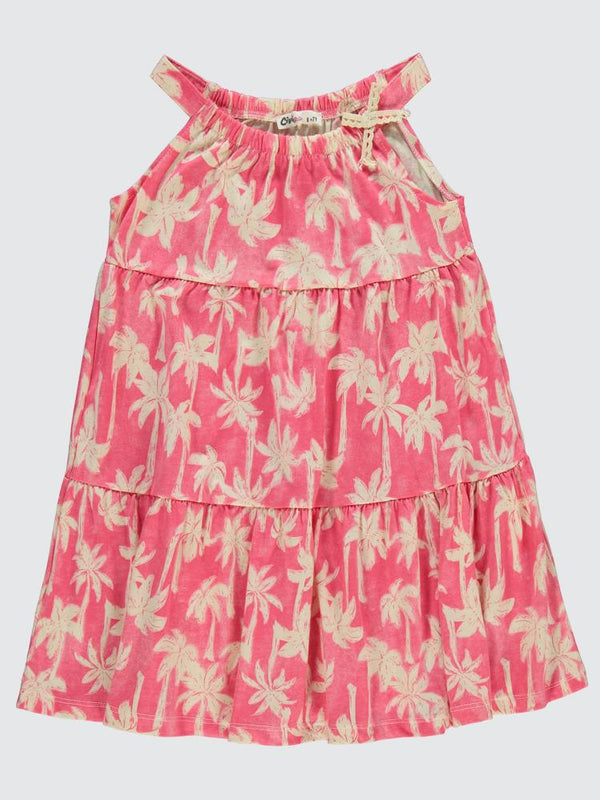 Civil Girls Pamiye Desenli 6-9 Yaş Elbise - Pembe