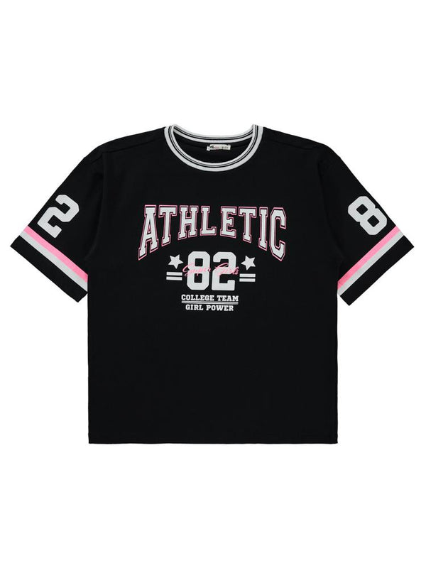 Civil Girls Athletic Baskılı 10-13 Yaş Tişört - Siyah