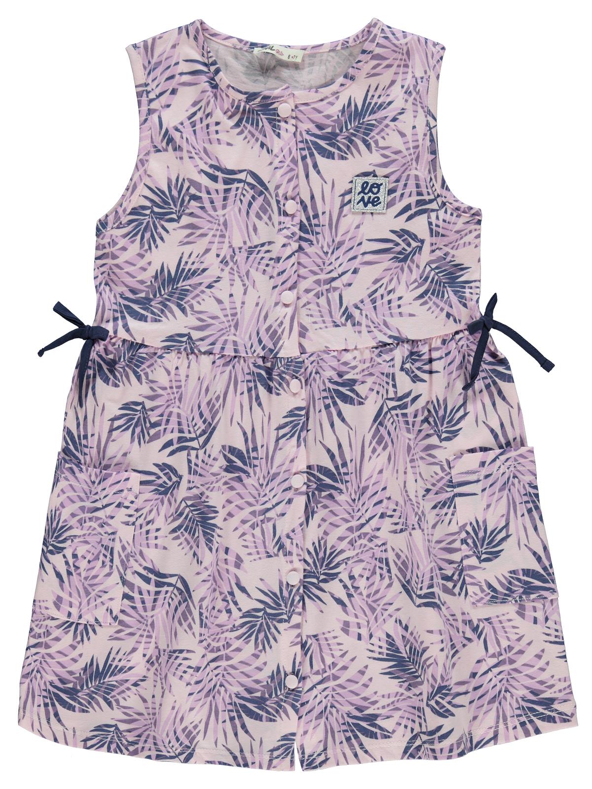 Civil Girls Yaprak Desenli 6-9 Yaş Elbise - Lila